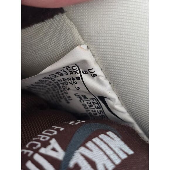 Nike Air Force 1 Low Mocha Brown Cream Sail Men’s Size 9 Streetwear RARE - Picture 9 of 9